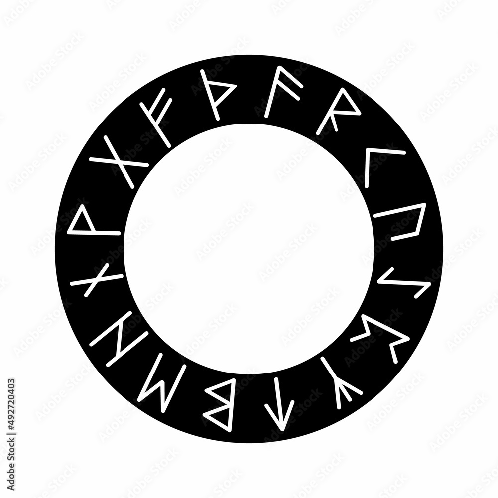 A circle in the Scandinavian runes, futhark, isolated on white A circle in the Scandinavian runes, futhark, isolated on white