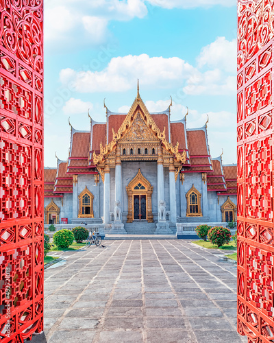 Photography Wat Benchamabophit temple (called Marble Temple) in Bangkok city