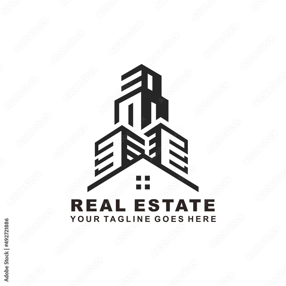 Real estate logo design vector illustration