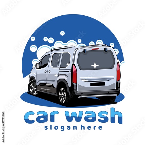 car wash logo design concept vector	