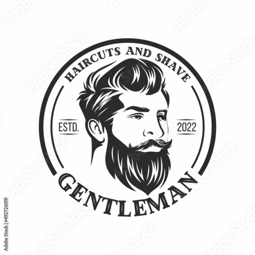 Beard Logo Vector Illustration, Barbershop Logo template, Haircut men vector
