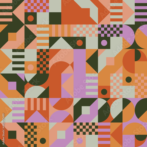 Digital Collage Graphics Pattern Made With Generative Art Elements And Vector Geometric Shapes
