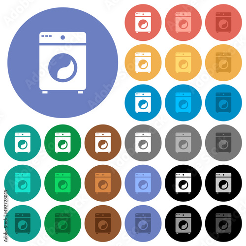 Washing machine round flat multi colored icons