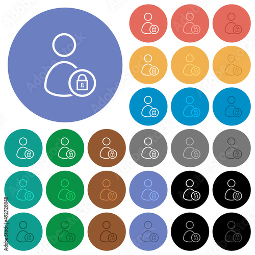 Lock user outline round flat multi colored icons