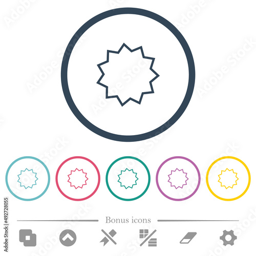 Certificate sticker outline flat color icons in round outlines