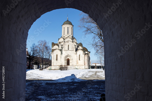 View of the Spaso-Andronikov Monastery in Moscow in winter photo