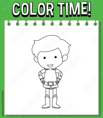 Worksheets template with color time! text and prince outline