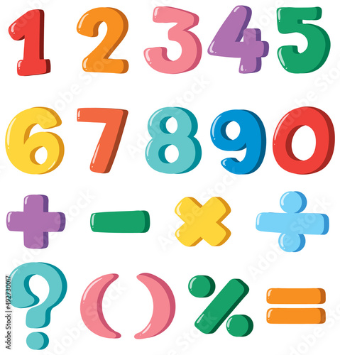 A set of number and math icon