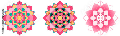Set of vintage mandala with thin lines