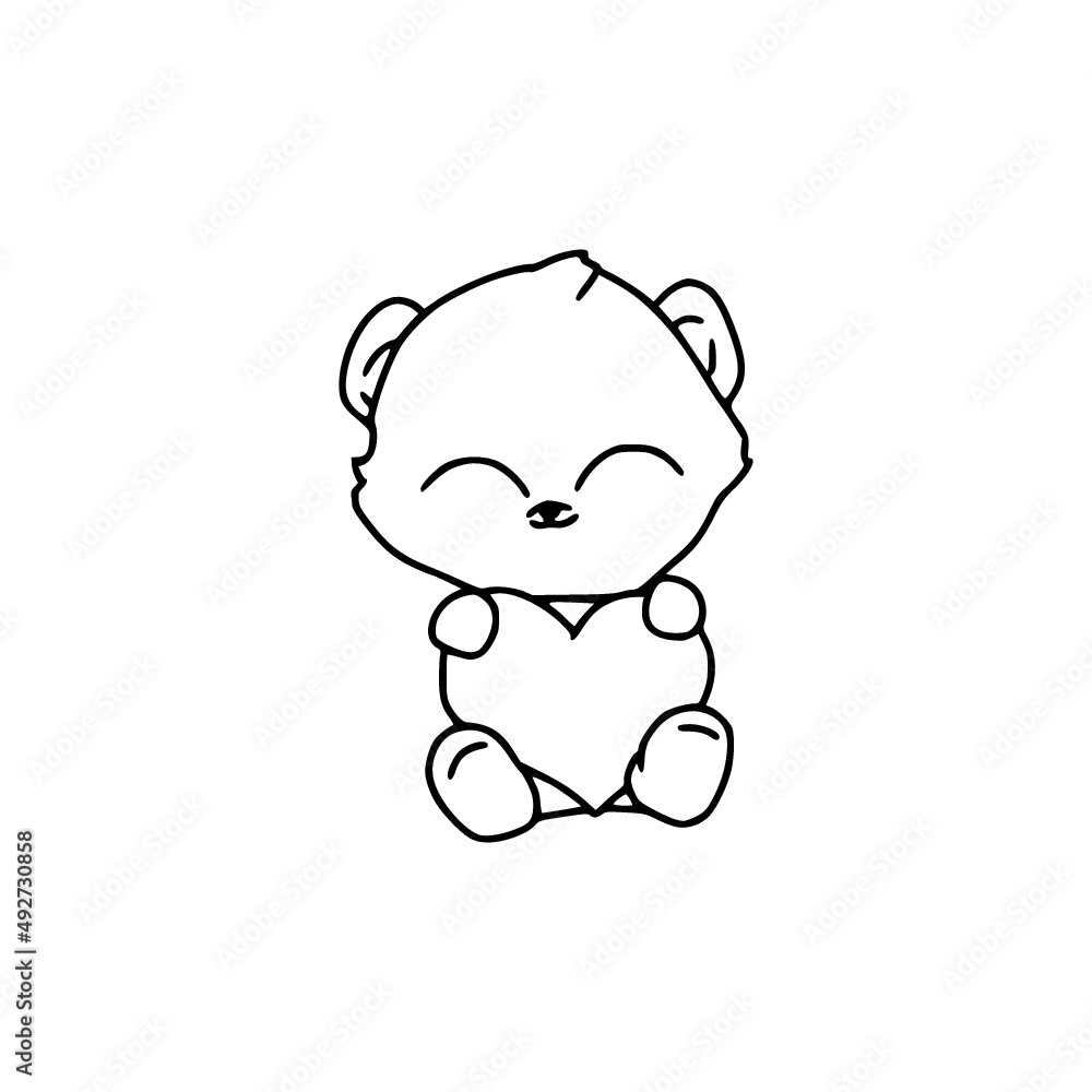 Cute teddy bear linear hand drawn pen style icon isolated on white background Cute teddy bear linear hand drawn pen style icon isolated on white background