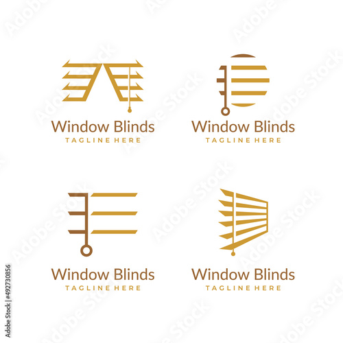 window blinds and shutters logo design vector set