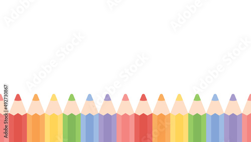 Cute pastel colored pencils bottom border seamless pattern background. Flat vector illustration. Back to school concept.