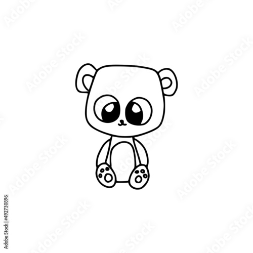 Cute teddy bear linear hand drawn pen style icon isolated on white background