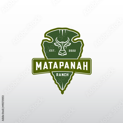 Farm and livestock arrowhead  vintage sign emblem logo graphic