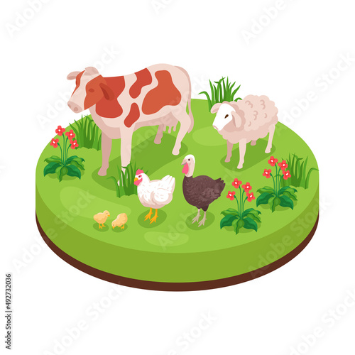 Farm Animals Isometric Composition