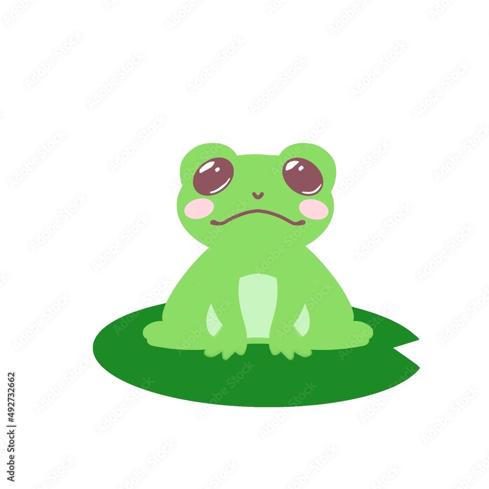カエルと蓮の葉のイラスト カエルと蓮の葉のイラスト