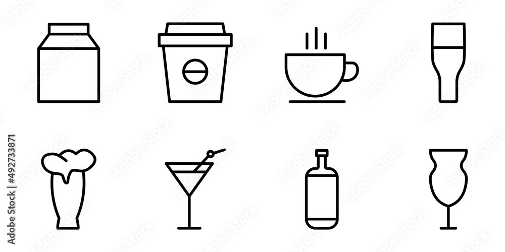 Drink icon set. line icon style. suitable for drink icon. simple design editable. Design template vector Drink icon set. line icon style. suitable for drink icon. simple design editable. Design template vector