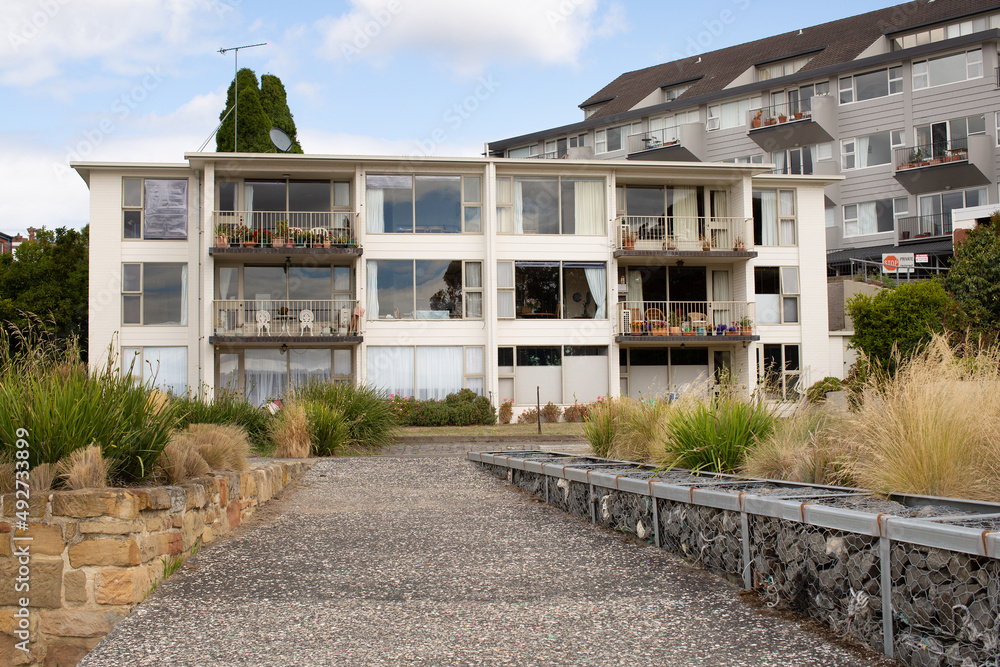 Residential properties along the foreshore of the Derwent River