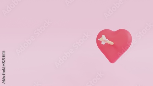Heart with arrow. 3d render illustration