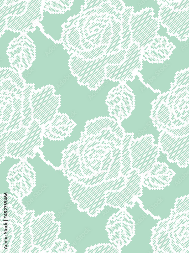 バラ　レース柄_Rose pattern lace