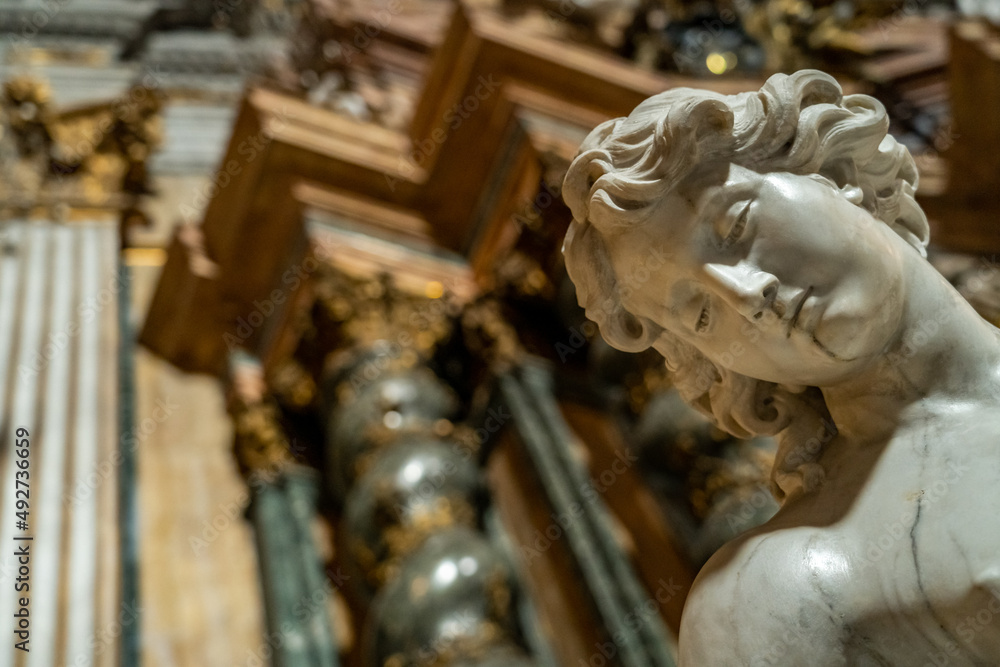 Beautiful marble statue in a church in Rome