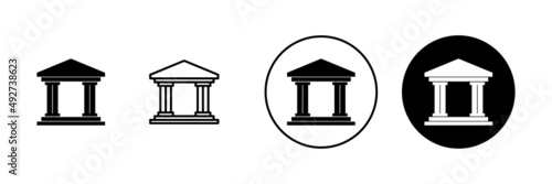 Bank icons set. Bank sign and symbol, museum, university