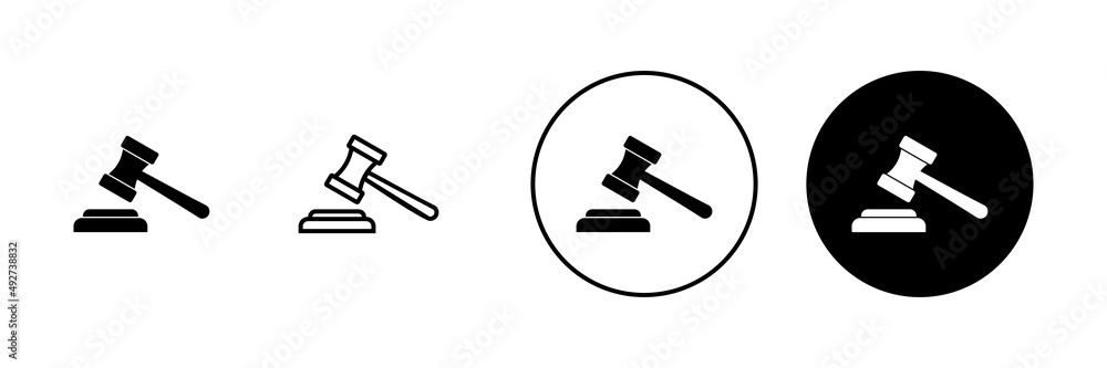 Gavel icons set. judge gavel sign and symbol. law icon. auction hammer Gavel icons set. judge gavel sign and symbol. law icon. auction hammer