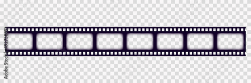 Old frame cinematic in retro style on transparent background. Vintage cinema movie strip vector illustration. Film border cinema design element