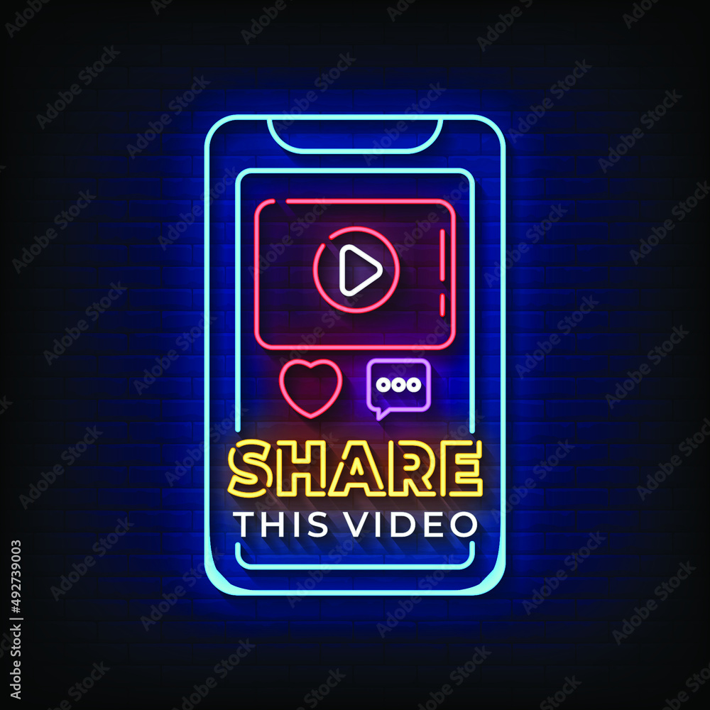 Share This Video Neon Signs Style Text Vector Share This Video Neon Signs Style Text Vector