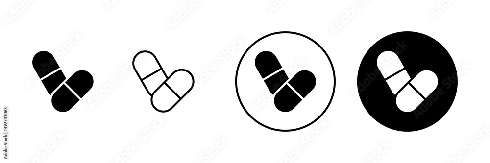 Pills icons set. capsule icon. Drug sign and symbol Pills icons set. capsule icon. Drug sign and symbol