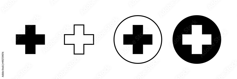 Fototapeta premium Plus Icons set. Add plus sign and symbol