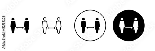 Social distancings set. social distance sign and symbol. self quarantine sign