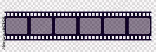 Old frame cinematic in retro style on transparent background. Vintage cinema movie strip vector illustration. Film border cinema design element