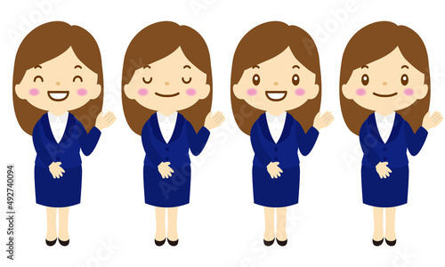 2022-106説明するリクルートスーツの女性