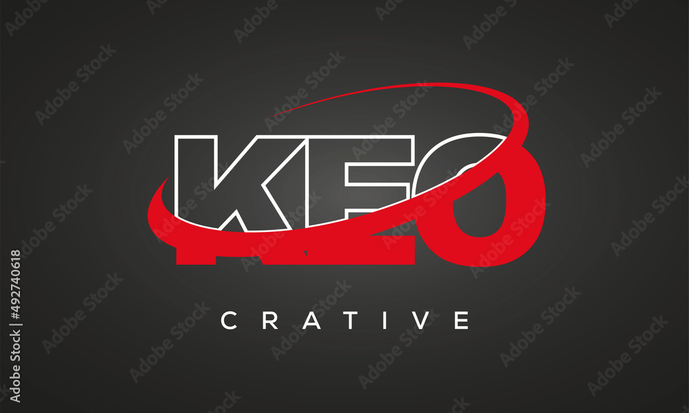 KEO creative letters logo with 360 symbol vector art template design