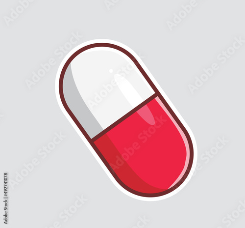 capsule drug for painkiller. cartoon object concept Isolated illustration. Flat Style suitable for Sticker Icon Design Premium Logo vector