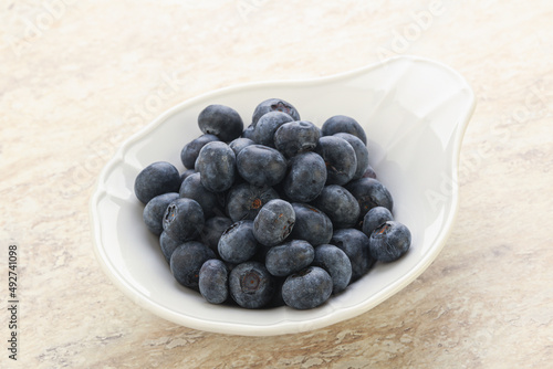 Sweet ripe blueberry heap in the bowl