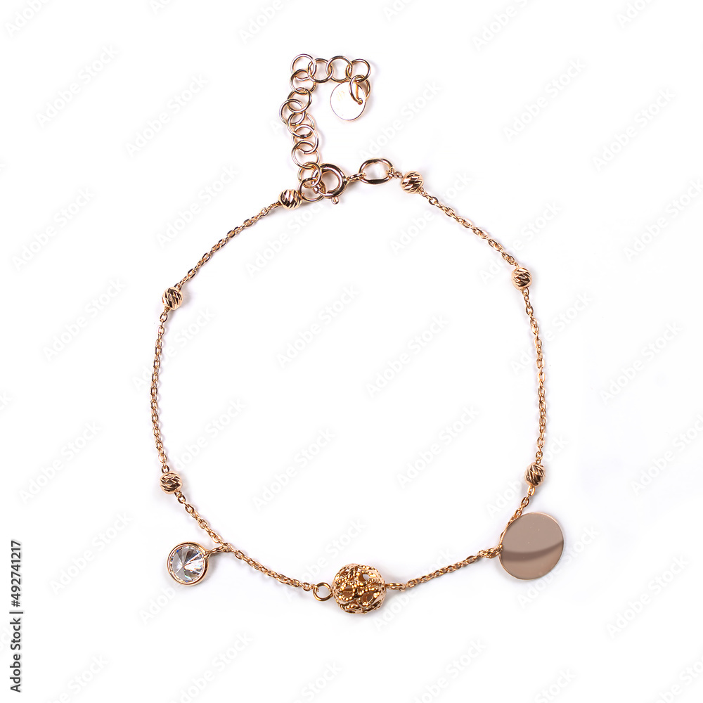 gold golden bracelet isolated on a white background. Jewelry industry gold golden bracelet isolated on a white background. Jewelry industry