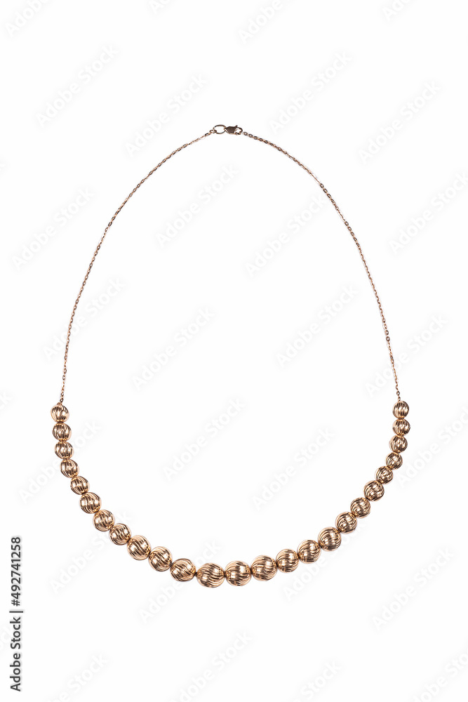 Silver gold macro pendant necklace with chain on white backround isolated Silver gold macro pendant necklace with chain on white backround isolated