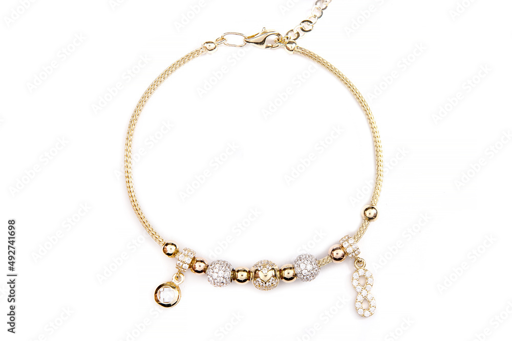 gold golden bracelet isolated on a white background. Jewelry industry gold golden bracelet isolated on a white background. Jewelry industry