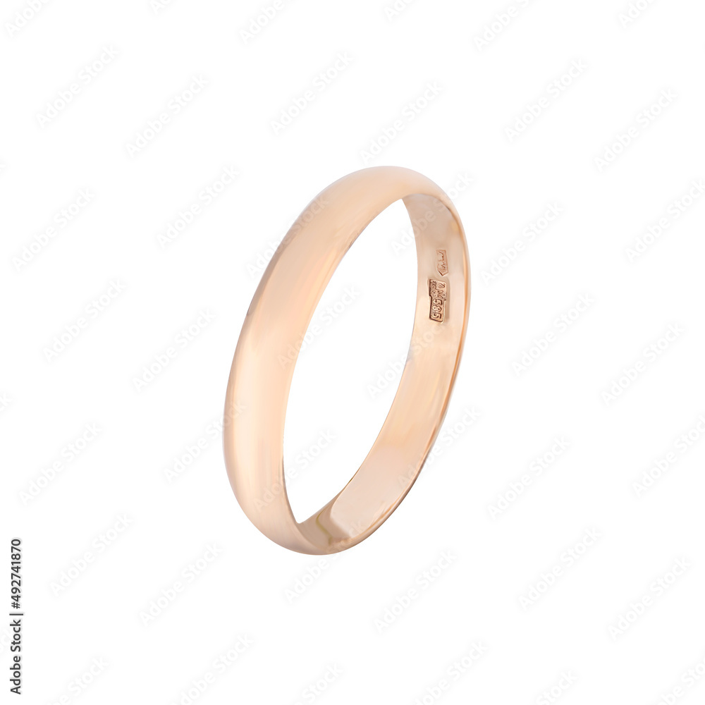 Jewelry gold simple designed wedding ring isolated on white background Jewelry gold simple designed wedding ring isolated on white background