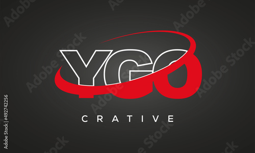 YGO creative letters logo with 360 symbol vector art template design photo