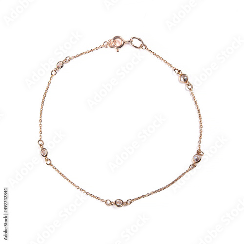 gold golden bracelet isolated on a white background. Jewelry industry