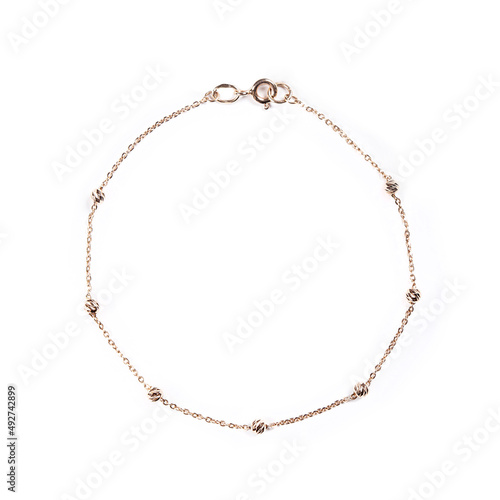 gold golden bracelet isolated on a white background. Jewelry industry