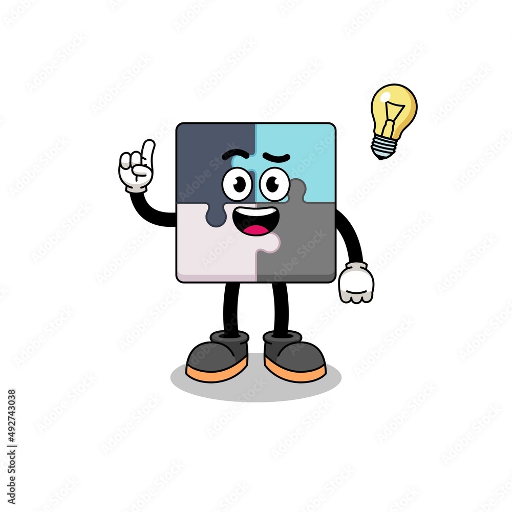 jigsaw puzzle cartoon with get an idea pose jigsaw puzzle cartoon with get an idea pose