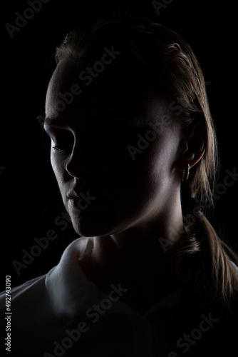 Silhouette of model woman face
