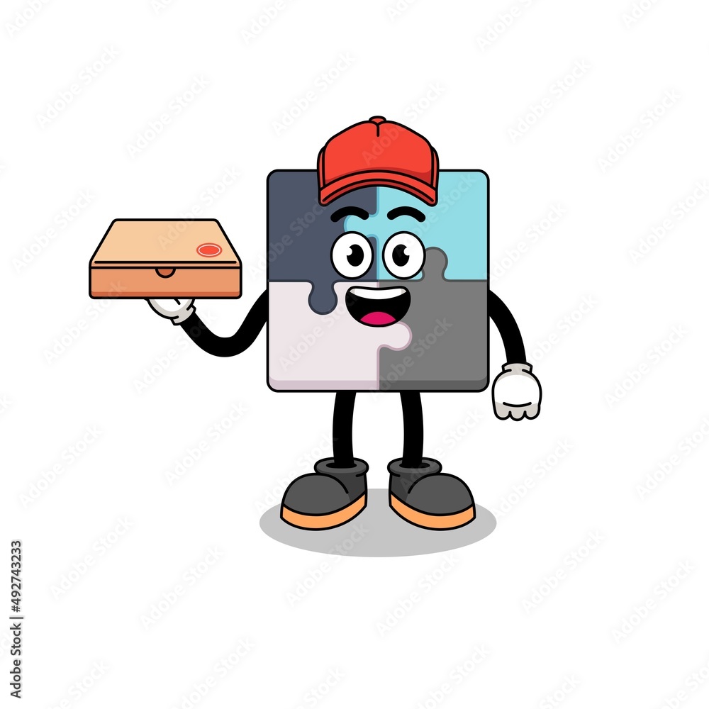 jigsaw puzzle illustration as a pizza deliveryman jigsaw puzzle illustration as a pizza deliveryman