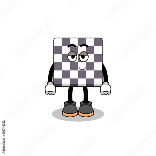 chessboard cartoon couple with shy pose