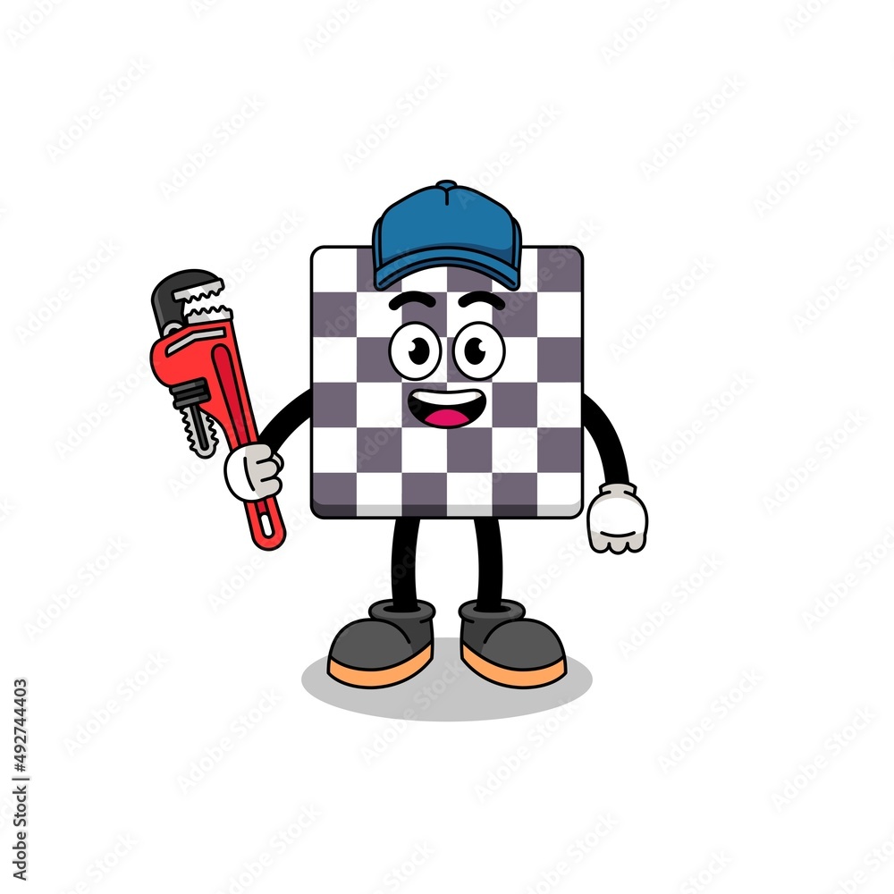 chessboard illustration cartoon as a plumber