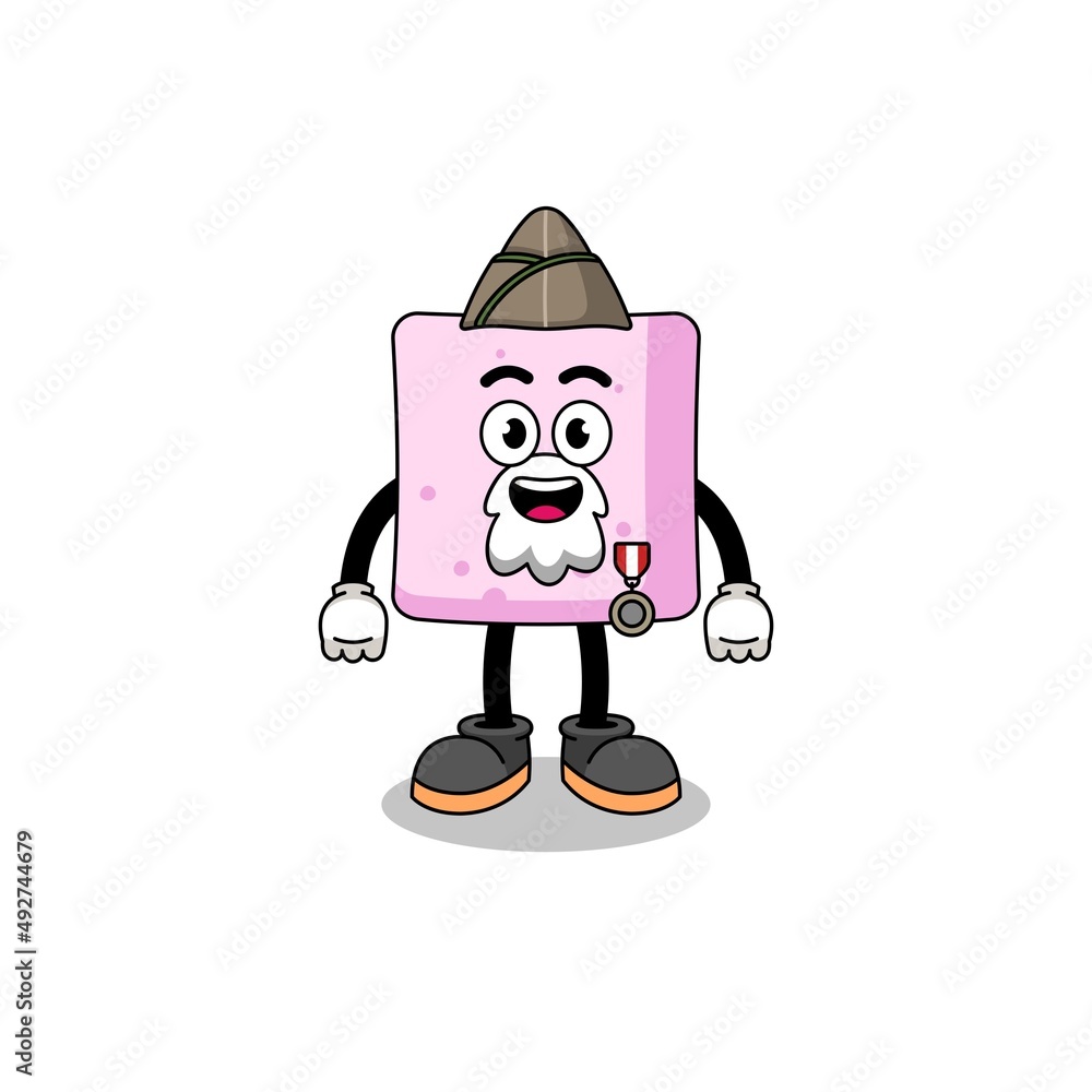 Character cartoon of marshmallow as a veteran Character cartoon of marshmallow as a veteran